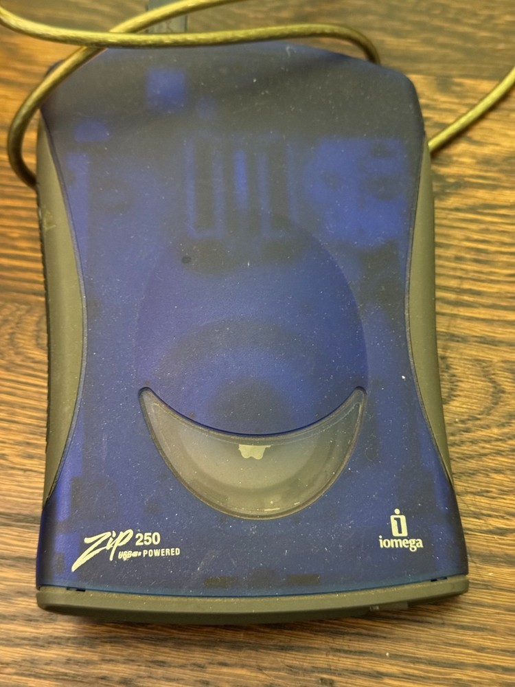 Iomega Zip 250 External Drive Data Blue USB Storage Disk Drive - Not Tested