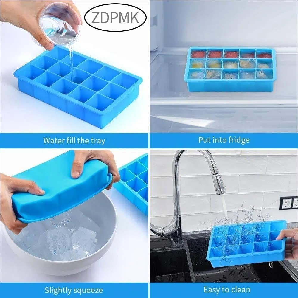 Versatile 2 Pack Square Ice Cube Trays – Reusable, BPA Free & Easy to Release