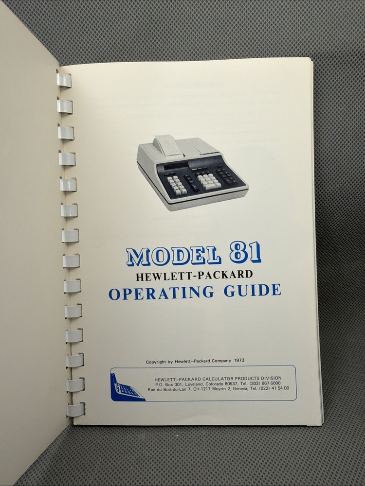 HP Model 81, HP-81, Opertating Guide