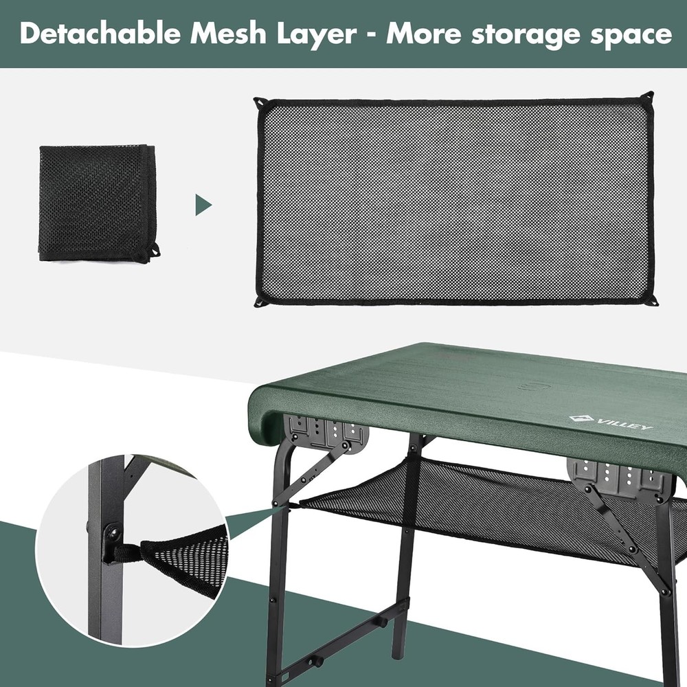 Portable Collapsible Stools Folding Camping Table Set Beach Table w/2PACK Stools