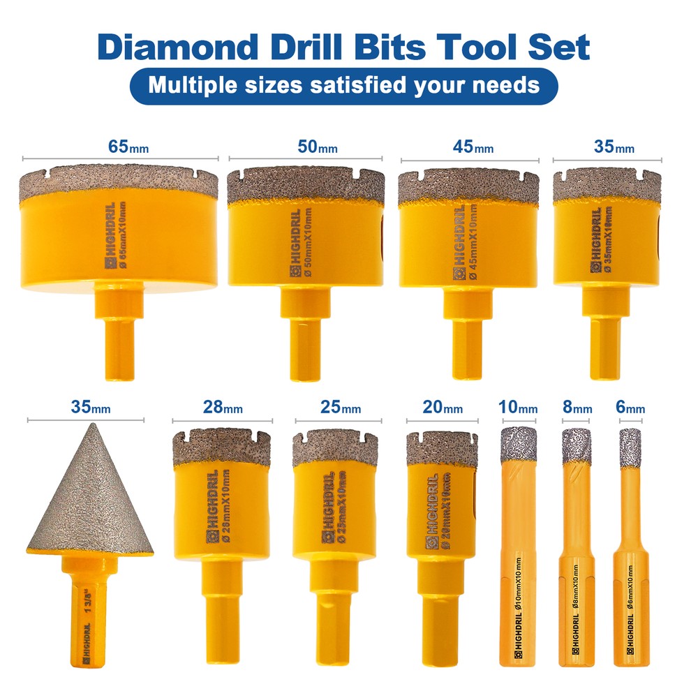 Diamond Drilling Core Bits Set Tile Drill Bit Marble Hole Saw Cutter 11pcs/box