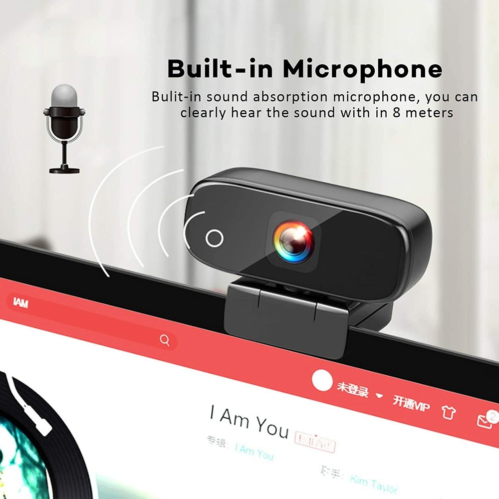 Webcam with Microphone, 5 Megapixel Autofocus HD 720P Streaming Web Camera [Plug