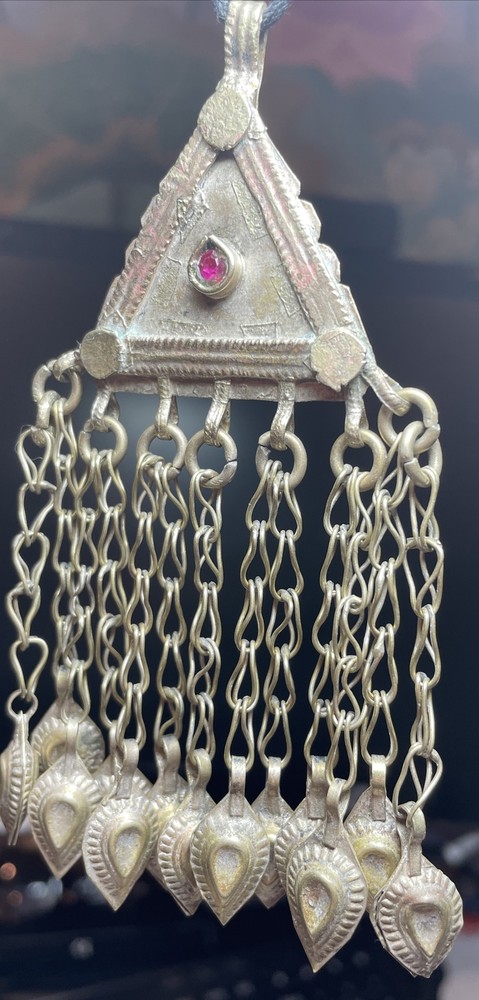 Triangular Jeweled Tribal Pendant