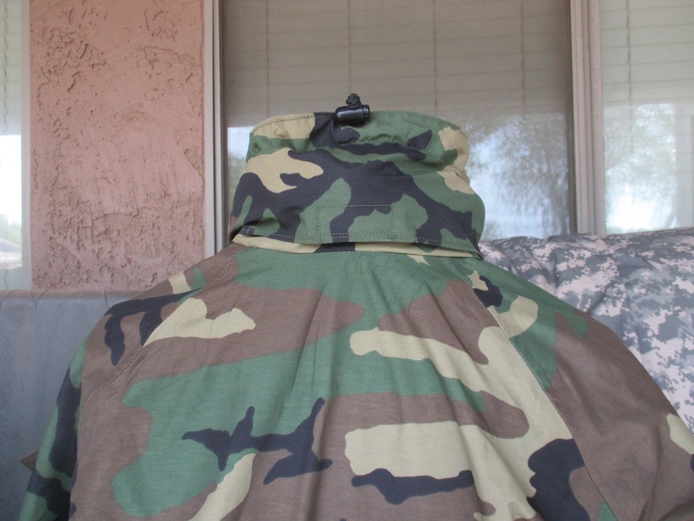 USMC 2nd Pattern Woodland BDU Gore Tex Rain Jacket, ECWCS Parka, MEDIUM LONG