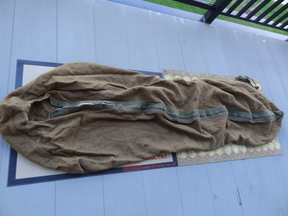 Vintage WWII Original US Army Wool Sleeping Bag Dated 1944 by Howard Zink Corp.