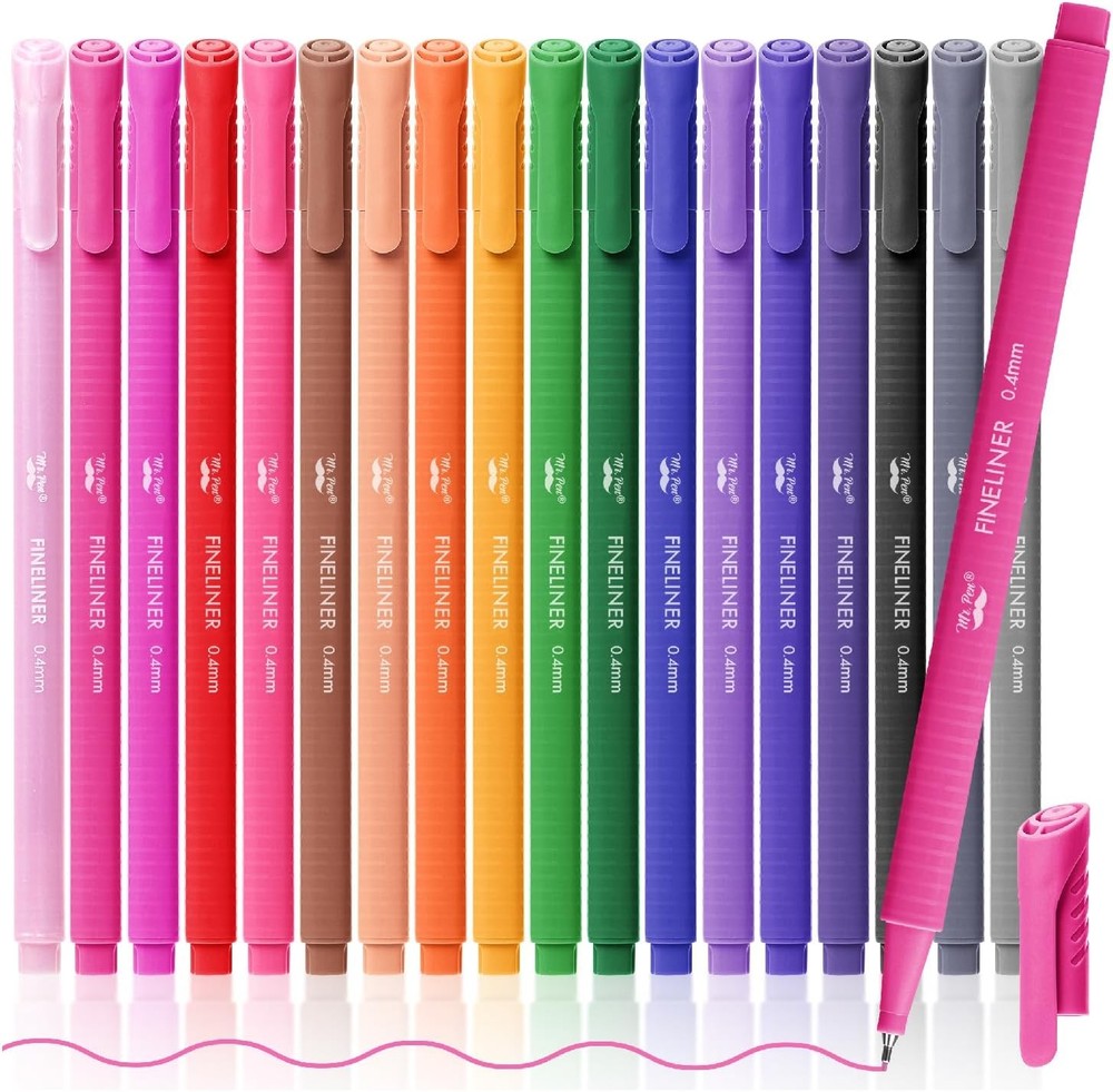 Mr. Pen- Fineliner Pens Colored, 18 Pack, Ergonomic Triangular Multicolor