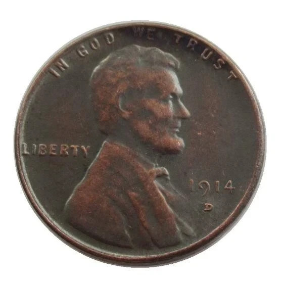 1914-D Lincoln Wheat Cent Penny Rare Sought After Year --As shown in the figure