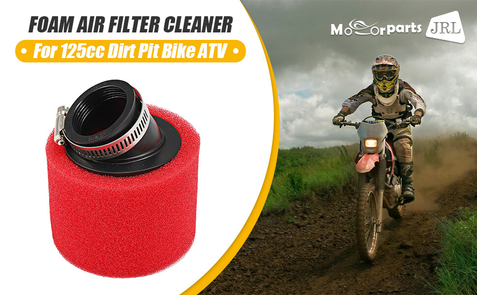 RED 37mm 38mm Bent Angled Foam Air Filter Pod For 125cc PIT Quad Dirt Bike Buggy