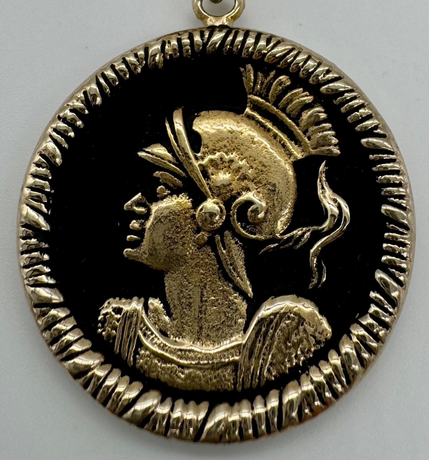 Vintage Swank Roman Soldier Keychain Watch Fob Gold Tone Mesh Mid Century