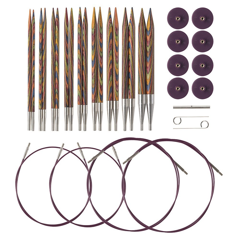 Options Wood Interchangeable Knitting Needle Set - US 4-11 (Rainbow)