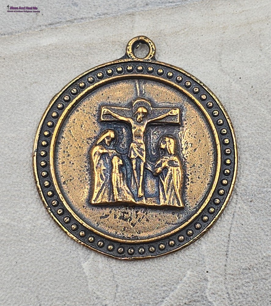 Three Maries at the Cross-Solid Bronze Hand-Cast Large Devotional Medal