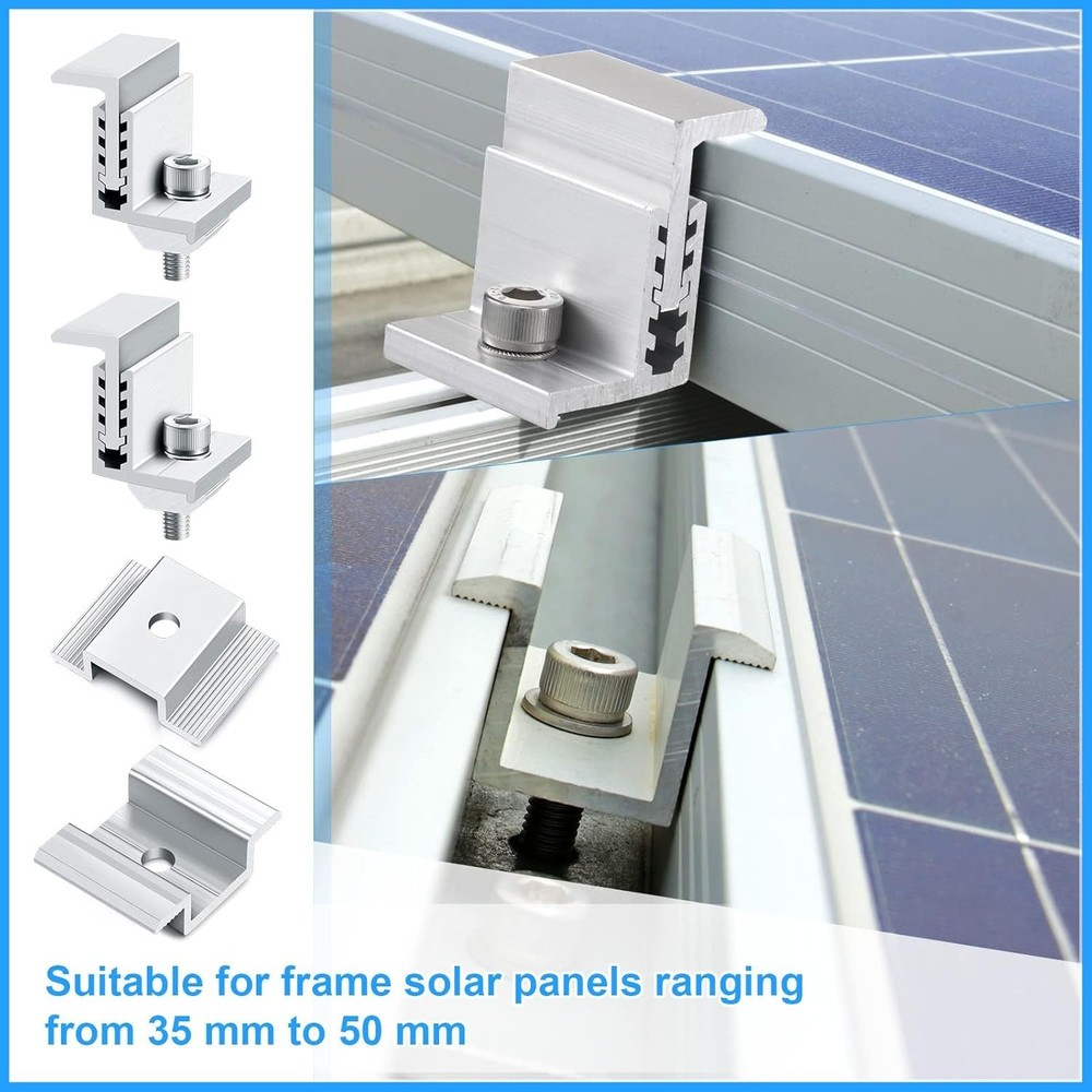 28-Piece Aluminum Solar Panel Bracket Set - Adjustable, Rust Resistant