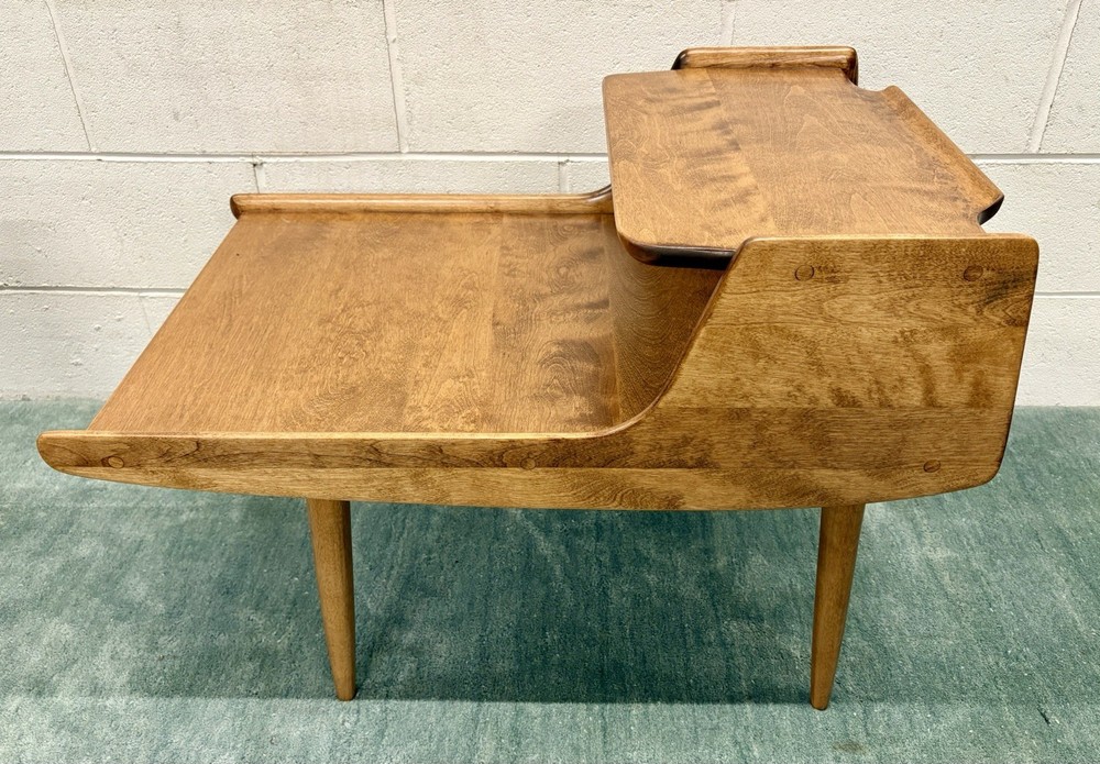 *PAIR* Russel Wright For Conant Ball Step Back Solid Birch MCM End Tables; Mint