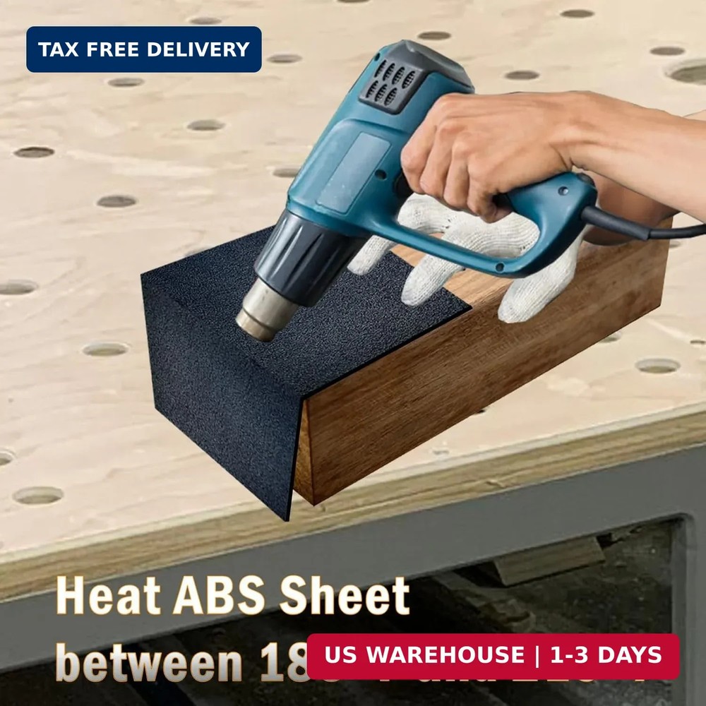 ABS Plastic Sheet 1/4 Inch Thick 24" x 48" (2-Pack)，Black Rigid Moldable Panel w