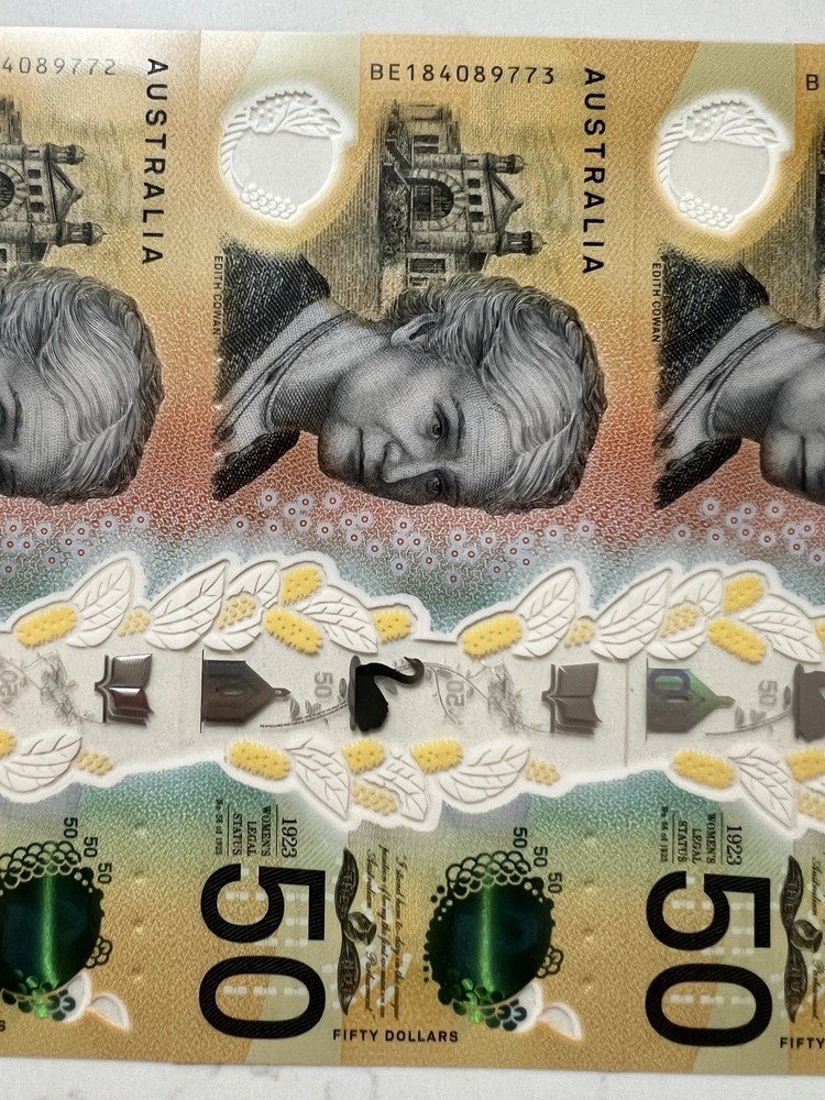 Australia $50 x 5 Next Generation Notes. UNC Consecutive Serial Numbers Perfect