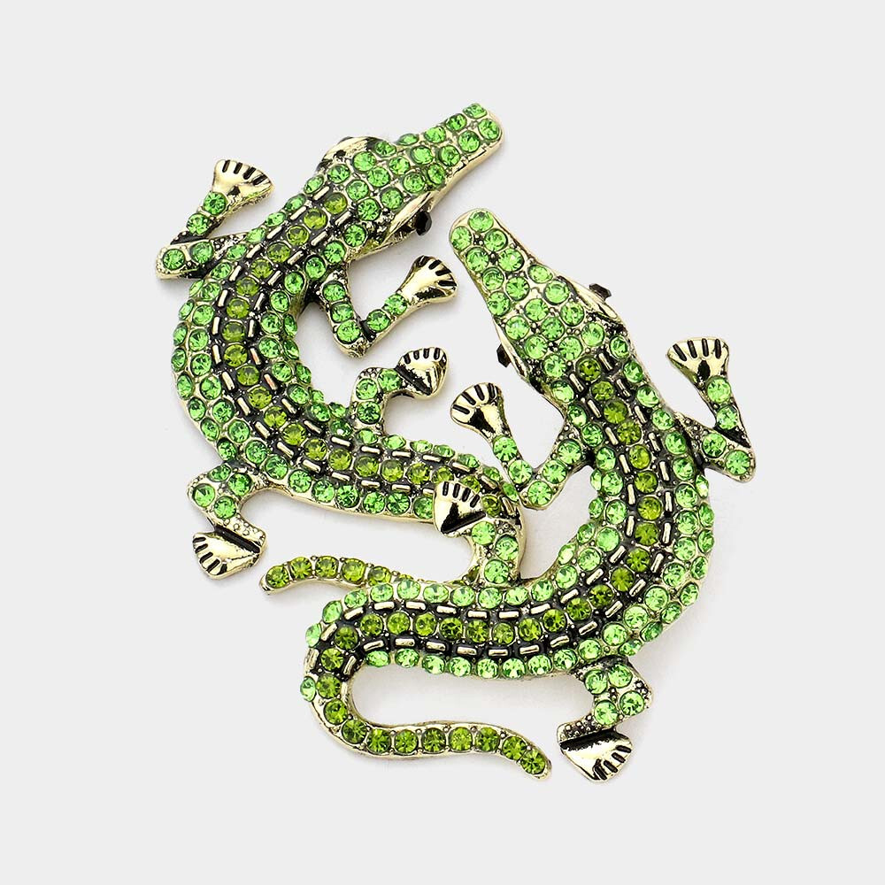 Alligator crystal chunky earrings