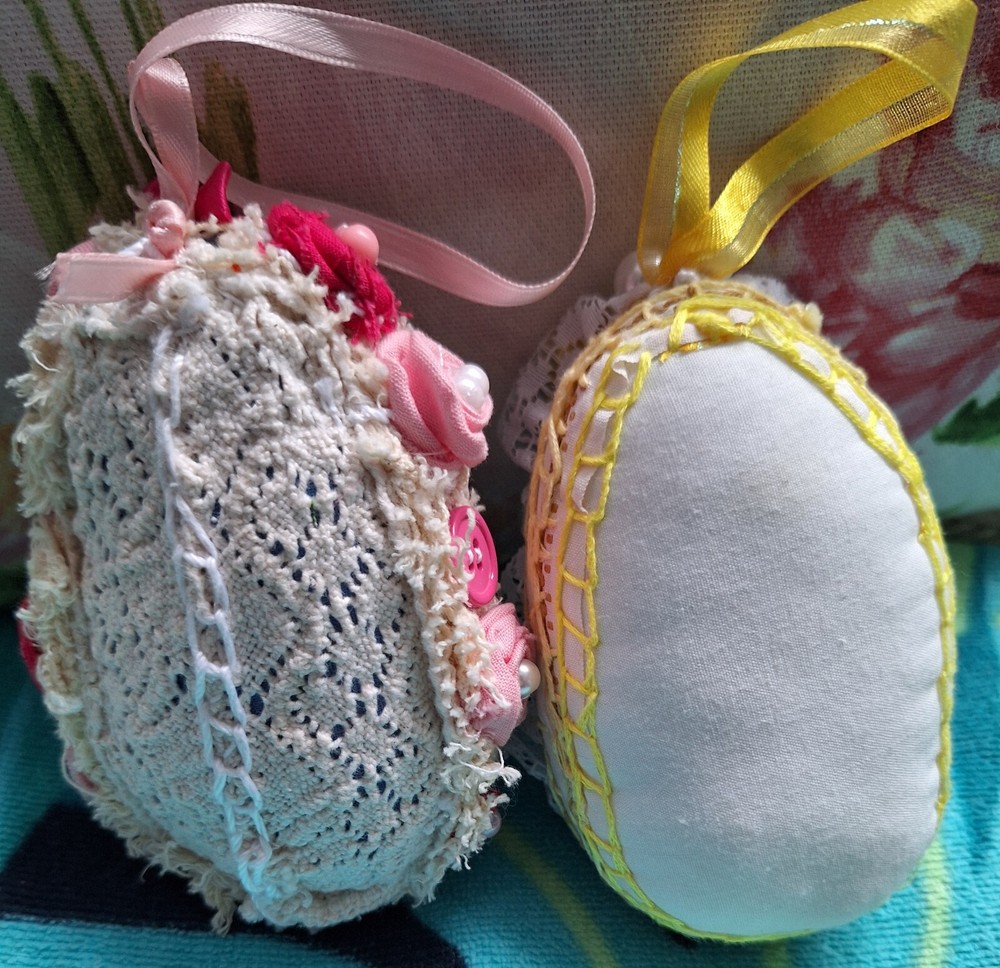 Shabby Chic Handmade Fabric Eggs, Easter Eggs, Egg Ornaments
