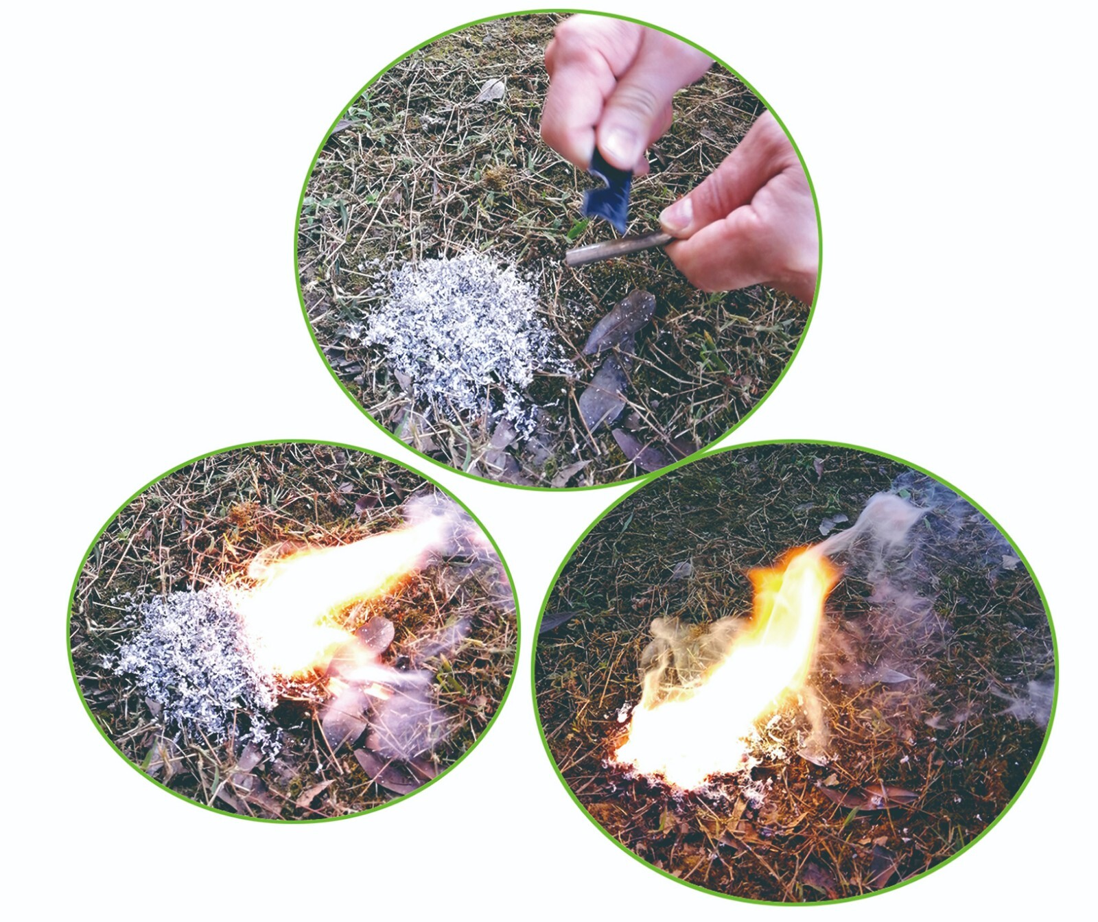 Emergency Fire Starter 6bag Magnesium FREE Ferro Rod Tin Can for camping hiking