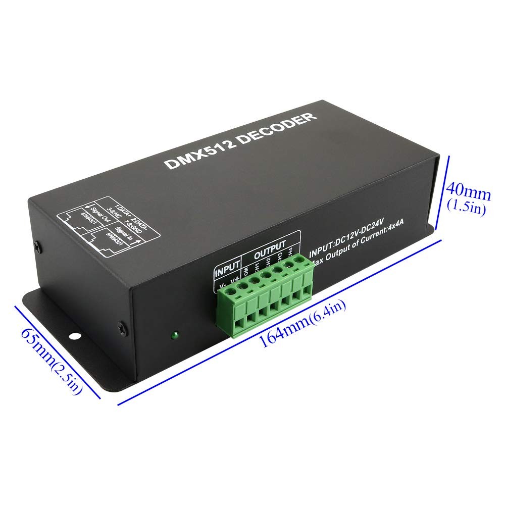 4 Channel DMX512 LED Decoder Controller Digital Display DC5V24V 4X4A RGB