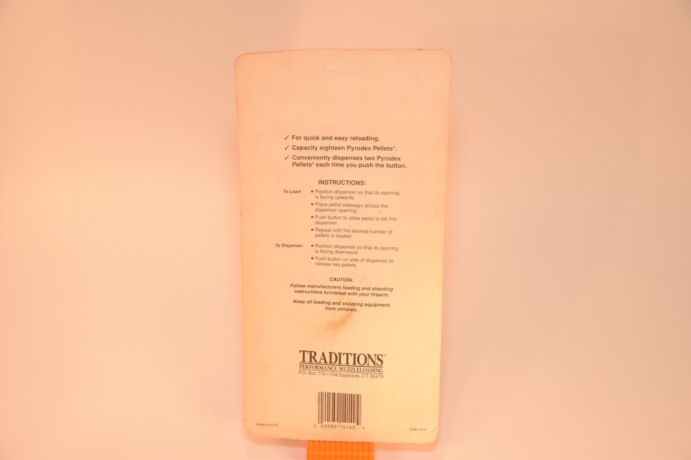 Traditions A1414 Pyrodex Pellet Dispenser 2 at a time holds 18 muzzleloading