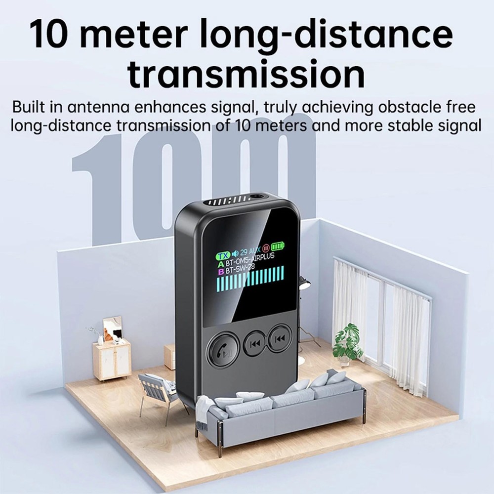 Dual Link Bluetooth 5.4 Transmitter Receiver for Two Phones and Two Headsets