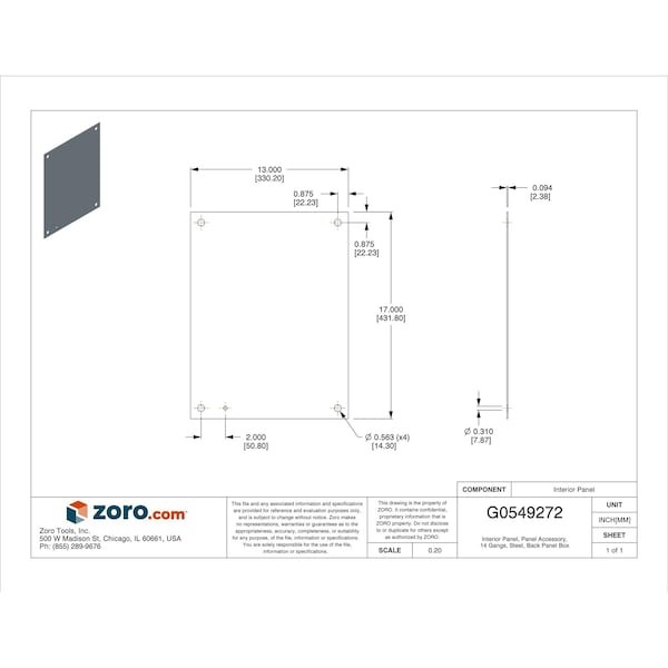 Wiegmann Np2016 Interior Panel, 14 Gangs, Steel, Back Panel Box Type