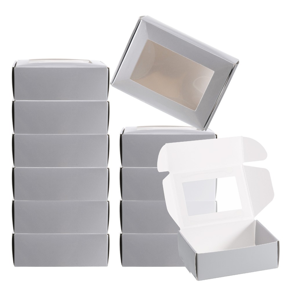 30Pack 3.5"x2.5"x1" Paper Soap Box with Window Soap Boxes Rectangle Silver