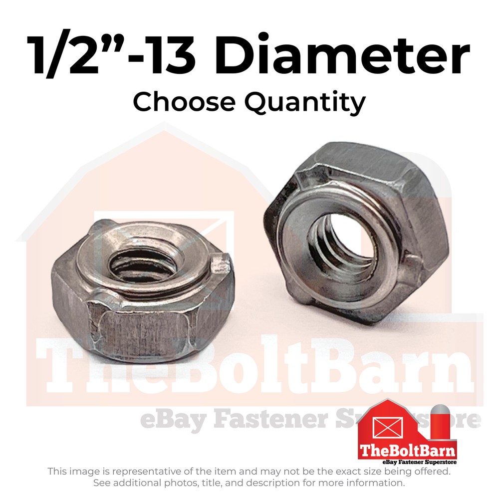 1/2"-13 3 Prong Long Pilot Hex Weld Nuts (Pick Quantity)