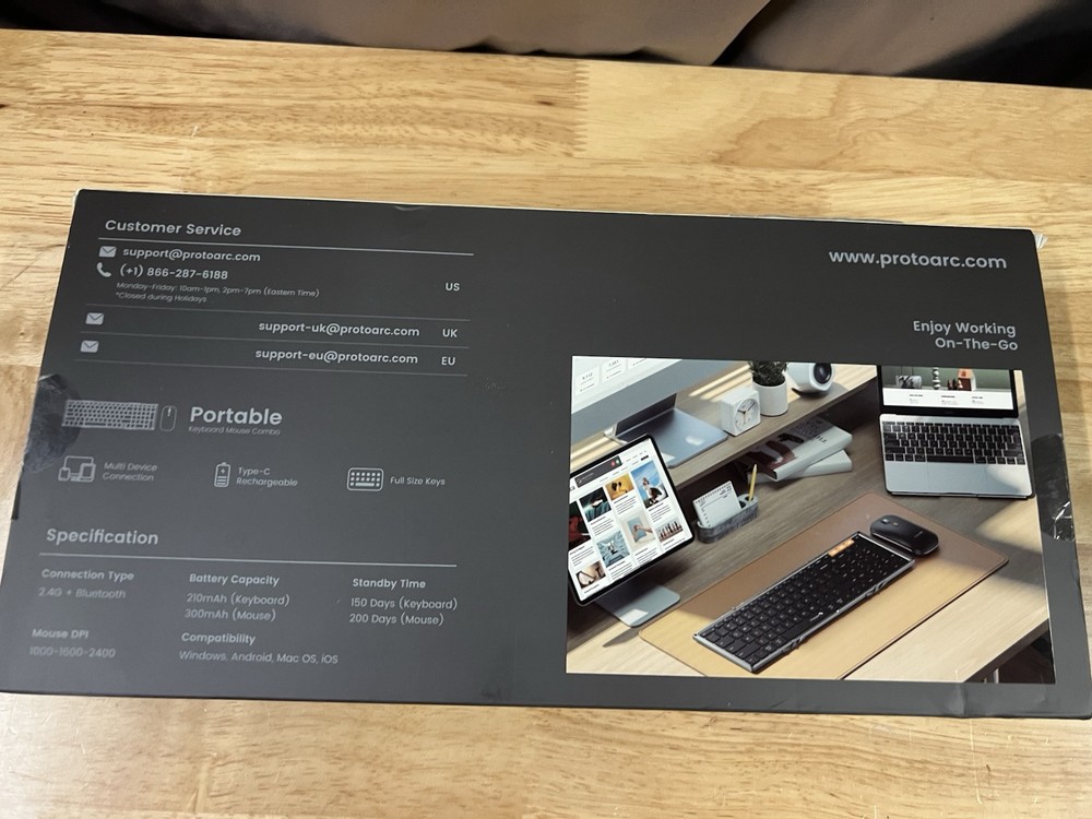 ProtoArc Foldable Keyboard and Mouse, XKM01 Folding Bluetooth Keyboard Mouse