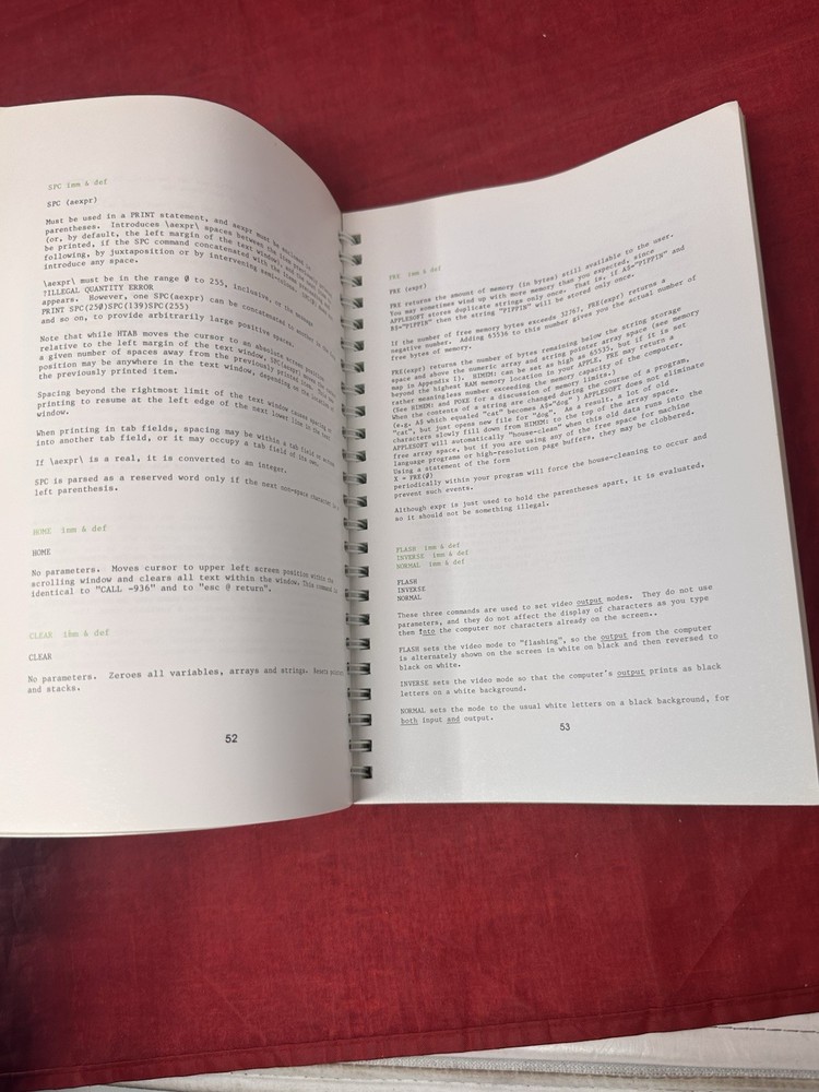 Applesoft II Basic Programming Reference Manual VTG 1978 w/ Foldout Spiral Book