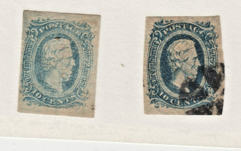 1863  CONFEDERATE STATES STAMPS-JEFFERSON DAVIS-DOUBLE TRANSFER  PRINTING
