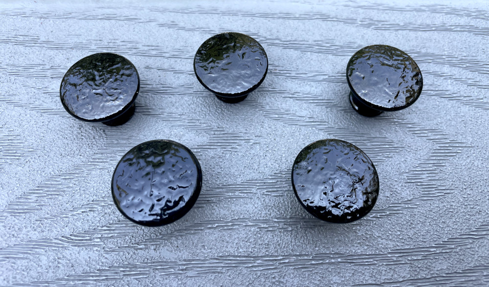 5 VTG ACORN 1" ROUND BLACK FORGED IRON DOOR CABINET DRAWER PULL KNOBS HARDWARE