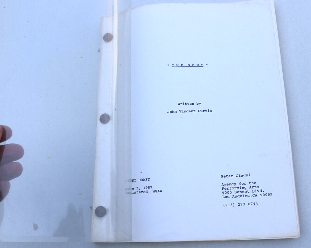 RARE 1987 THE DOME BY JOHN VINCENT CURTIS ORIGINAL MOVIE SCRIPT FIRST DRAFT