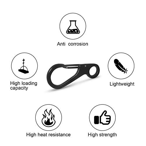 20Pcs Spring Snap Hook Carabiners Clip Spring Hanging Larger Version-Black