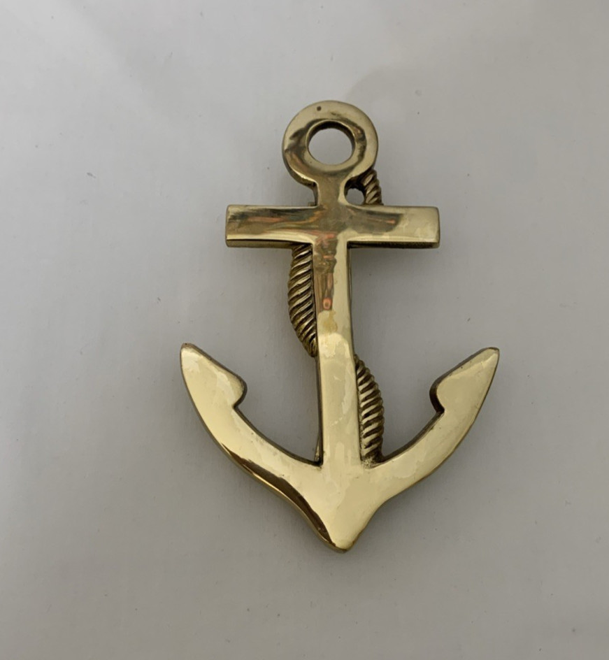 SOLID BRASS SHIPS ANCHOR DOOR KNOCKER - Pre Loved - H 6"
