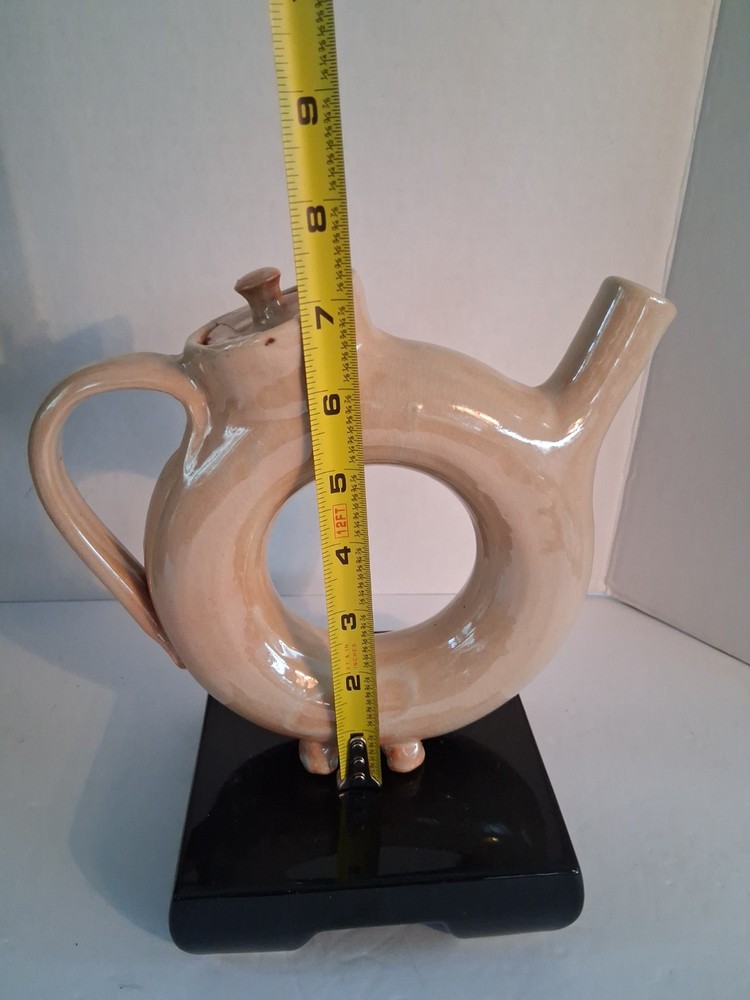 Donut Shaped Teapot w/ Lid; Handmade;