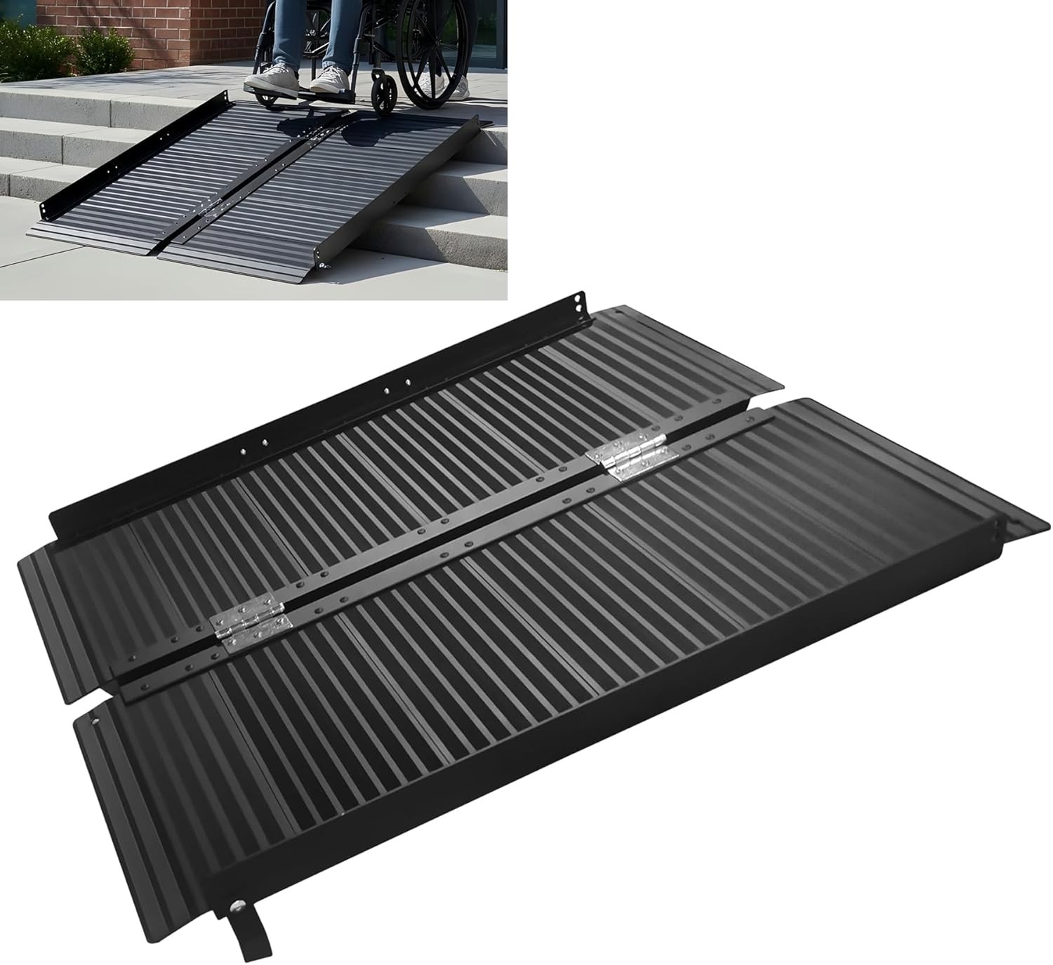 GRAVEE 2-6 FT Folding Aluminum Wheelchair Ramp Mobility Ramp 800 Lbs Non-Slip