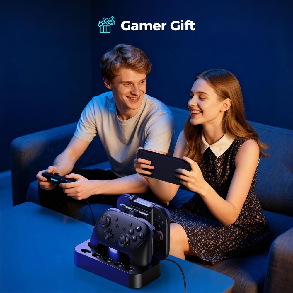 NEWDERY 2IN1 Charging Dock for Nintendo Switch 2 Pro Controller & Joycon Station