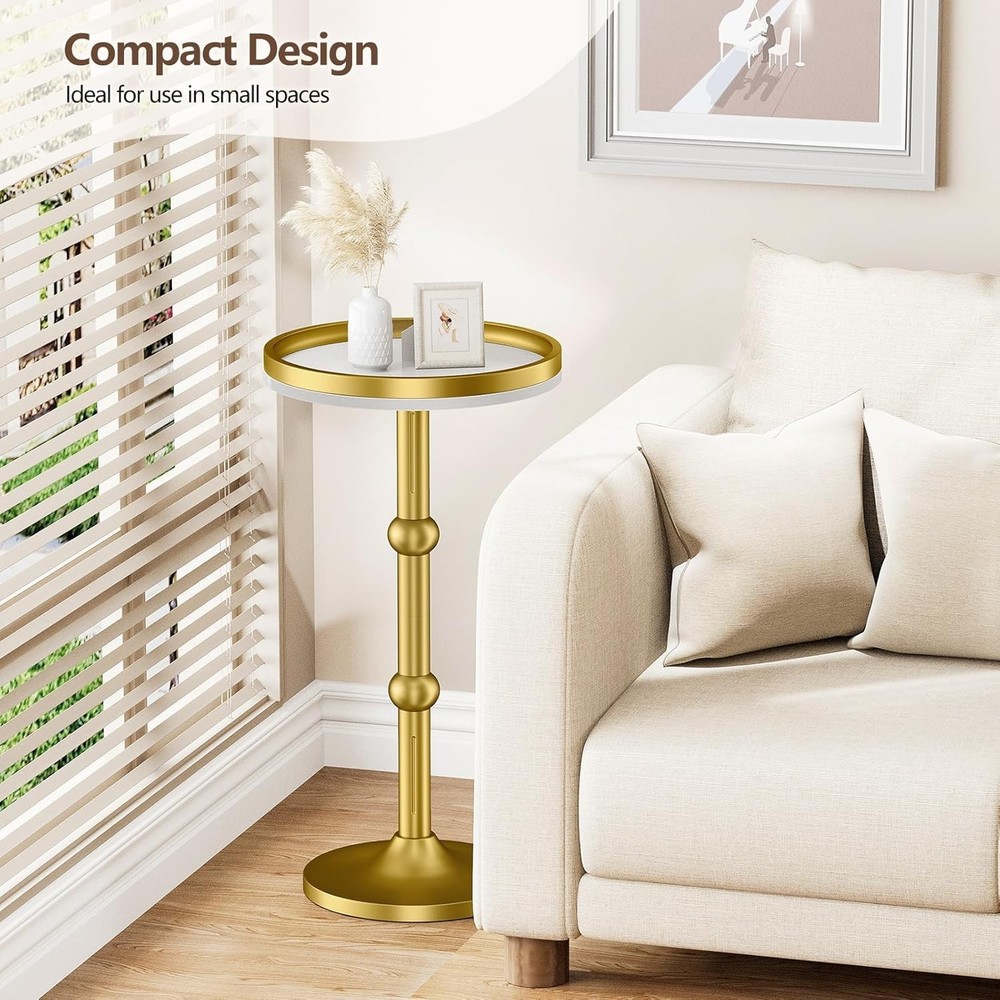 Small Round Side Table Coffee Drink Table Small Spaces Modern Night Stand W/