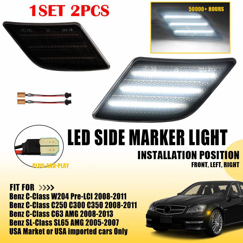 2-20X LED Side Marker Light For 08-11 Mercedes Benz C300 C350 C63AMG W204 C250 R