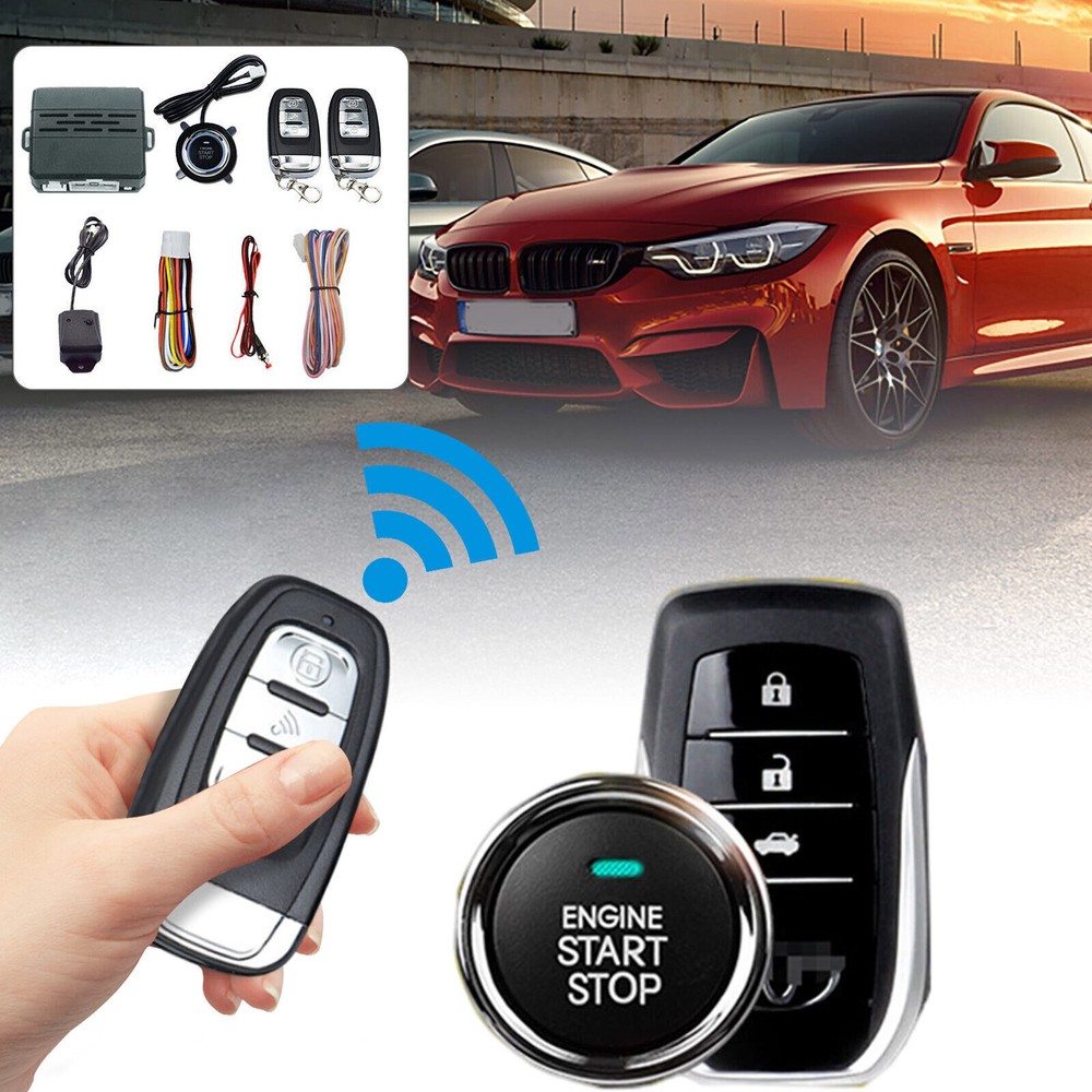 Car Keyless Entry System Engines Start Ignition Security Alarm Kit w/ 2 RemoteDa