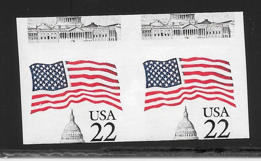 IMPERFORATE ERROR Coil Pair Scott #2115g-- SMALL Block Tagging--Miscut  MNH