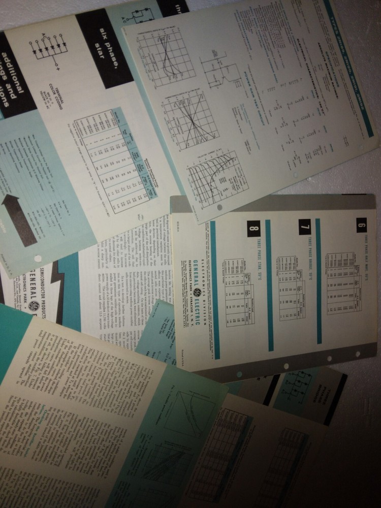 6 Vintage 1950's GE Semiconductor Specification Brochures Transistors Rectifiers
