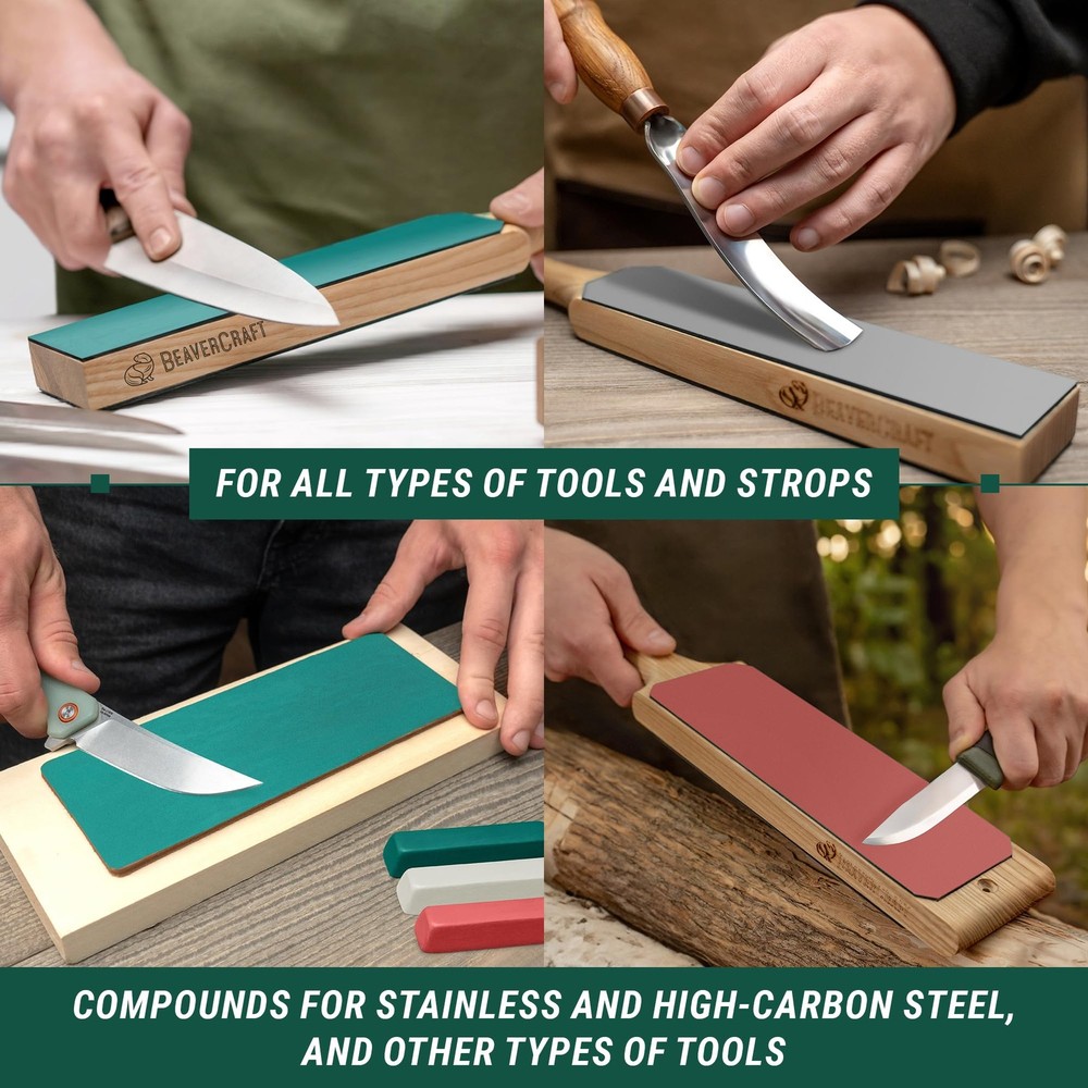BeaverCraft Stropping Compound Kit for Leather Strop - Buffing White