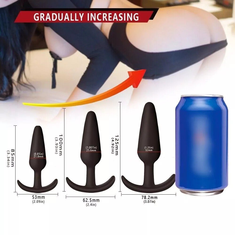 3PCS Silicone Anal Training Starter Kits Beginner Anal Trainer Butt Plug Set US