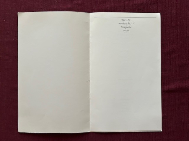 Pan Am 747 Transpacific Service 1969 Menu