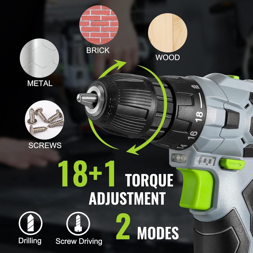 Cordless 12V Drill Driver Kit - Compact Electric Screwdriver for Home Projects