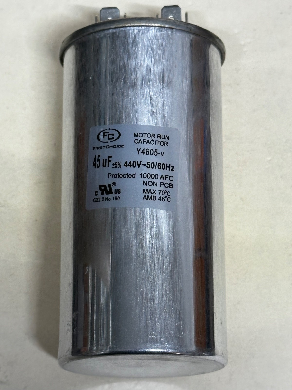First Choice Run Capacitor Lennox Number Y4605 Run Capacitor 45 uF 440V Round