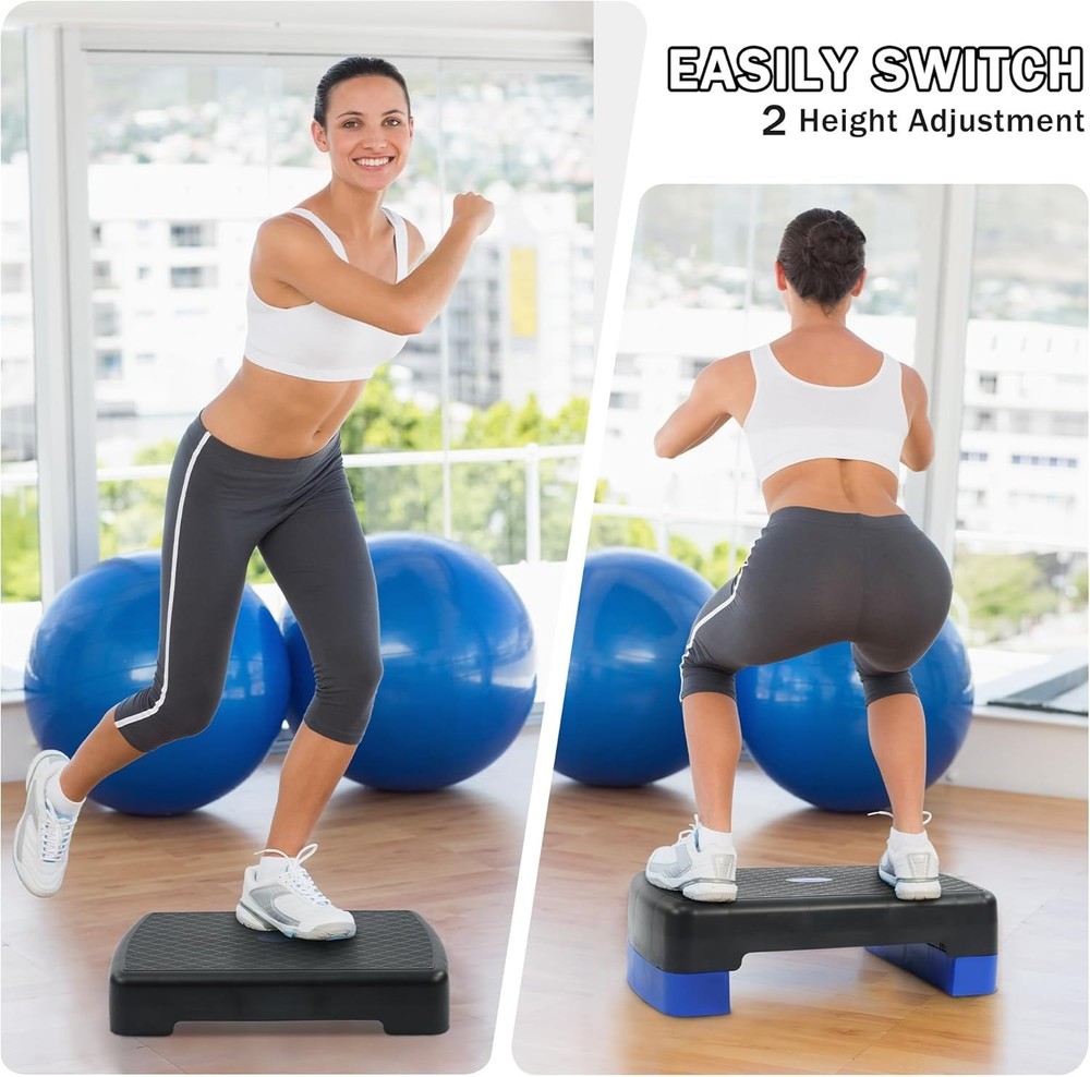 Compact Adjustable Aerobic Step Platform - 440 lbs Weight Limit, Safe & Durable