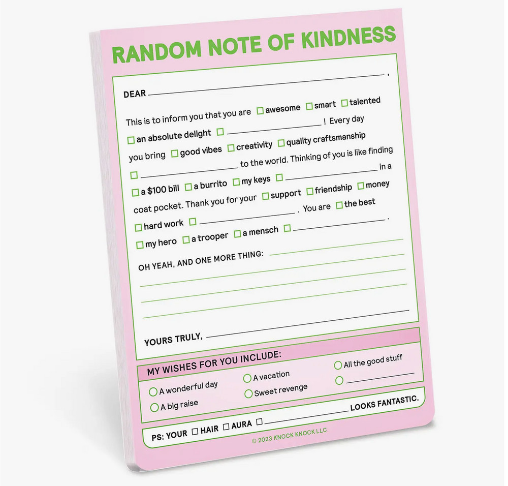 Knock Knock Random Note of Kindness Nifty Notepad